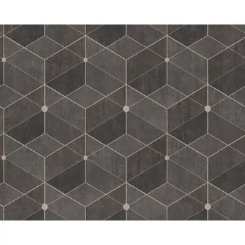 Tapeta Vliesová tapeta retro dlaždice ve tvaru diamantů, hnědá, černá 382024 / Tapety na zeď 38202-4 Titanium 3 (0,53 x 10,05 m) A.S.Création