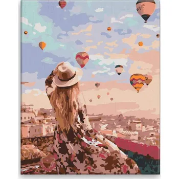 Malování podle čísel - Pohled na vznášející se balóny - 40x50 cm, bez dřevěného rámu - CZ výroba