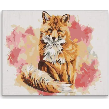 Malování podle čísel - Liška s huňatým ocasem - 50x40 cm, bez dřevěného rámu - CZ výroba