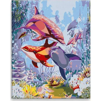 Malování podle čísel - Podmořský svět - 40x50 cm, bez dřevěného rámu - CZ výroba