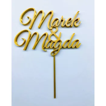 Party dekorace Zápich - JMÉNO/TEXT - DVOJITÝ (bílá, černá, zlatá)
