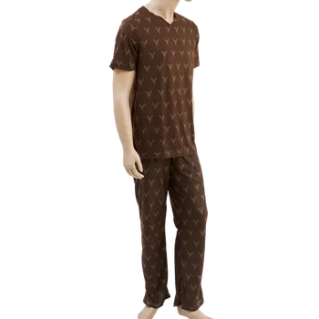 Pánské pyžamo Pánské lovecké pyžamo TETRAO s motivem jelen tmavohnědé M