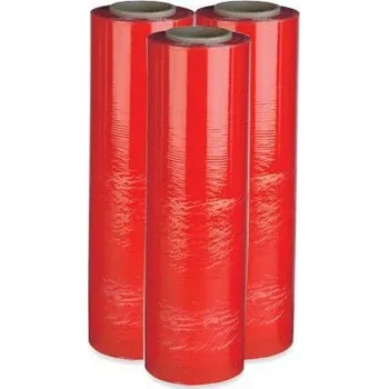 Obalový materiál Ruční strečová fólie (průtažná, fixační) šíře 500 mm x 23 my 2,1 kg červená (dutinka 250g)