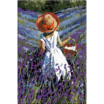 Dětské zboží Malování podle čísel - Dívka na louce - 40x60 cm, bez dřevěného rámu - CZ výroba