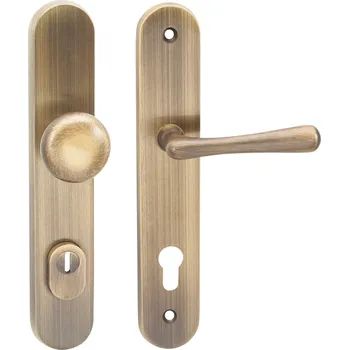 Dveřní kování COBRA ELEGANT OCHRANNÍ KOVANÍ S PŘEKRYTKOU Provedení: PZ RE (klika pravá/koule), Povrch: OFS - bronz česaný, Rozteč: 92 mm