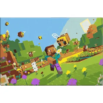 Malování podle čísel - Minecraft - 60x40 cm, bez dřevěného rámu - CZ výroba