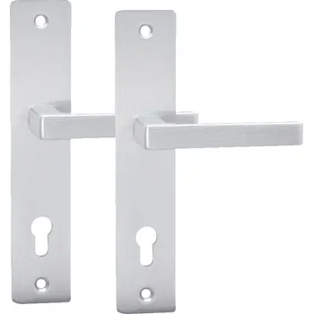 Dveřní kování COBRA BEZP.K. TOWER H Provedení: PZ (vložkový zámek), Povrch: F1 - stříbrný elox, Rozteč: 92 mm