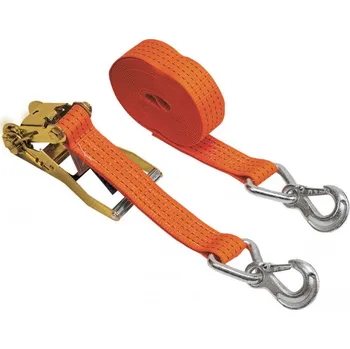 Ráčna Upínací pás 5t/7,5m s ráčnou ( střední velikost ) oranžový s kovaným hákem