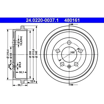 Brzdový buben Brzdový buben ATE 24.0220-0037.1