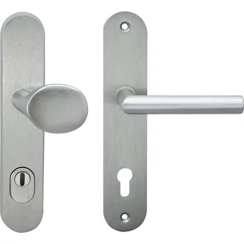 Dveřní kování COBRA BEZP.K. TOWER S KLIKOU VISION PŘEKRYTKA Provedení: PZ LI/RE (klika oboustranná/koule), Povrch: F9 - nerezový elox, Rozteč: 92 mm