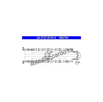 Brzdová hadice Lanko ruční brzdy ATE 24.3727-0753 (AT 580753)