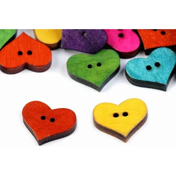 Knoflík Dřevěný dekorační knoflík srdce, rozměr 16x19mm