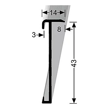 Stavební profil Schodový profil 14 x 43 mm pro krytiny do 3 mm (šroubovací) | Küberit 845 Stříbro F4