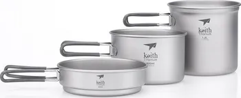 Kempingové nádobí Keith Titanová třídílná sada na vaření stříbrná