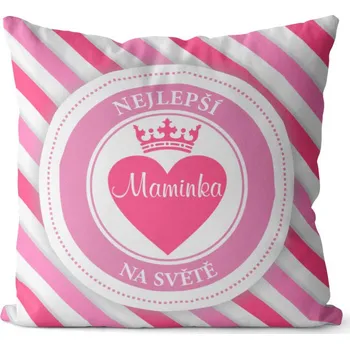Dekorativní polštářek Polštář 40 x 40 cm - Nejlepší maminka pruhovaný