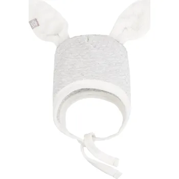 Kojenecká čepice světle šedá bavlněná čepička "zajíček"