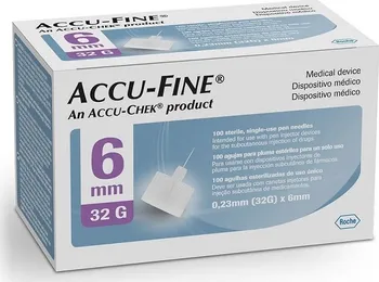 Injekční jehla Roche Diagnostics Accu-Fine jehly do inzulínového pera 32 G x 6 mm 100 ks