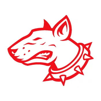 Polep vozidla SAMOLEPKA Pes 167 levá pitbull (10 - červená) NA AUTO, NÁLEPKA, FÓLIE, POLEP, TUNING, VLASTNÍ TEXT, TISK, AUTOSAMOLEPKY.cz, POLEPY, OBRÁZEK, LOGO, SAMOLEPKY