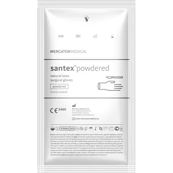 Vyšetřovací rukavice MERCATOR MEDICAL HANDSAFE/SANTEX POWDERED – Operační pudrované latexové rukavice tělové sterilní Velikost operačních rukavic: 8,5