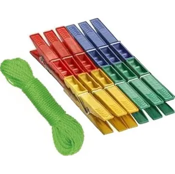 Držák na ručník HUKA 2510966 Kolíčky a šnůra na prádlo, 12 ks