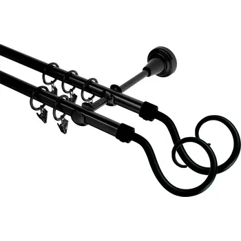 Garnýž kovová 110 cm dvouřadá - dvojitá 16 Hák double černá