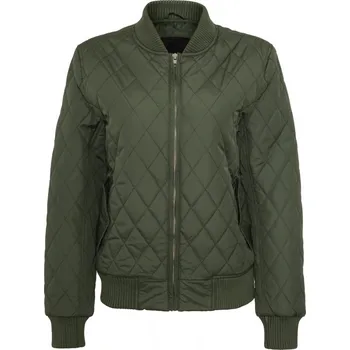 Dámský bomber Dámská prošívaná bomber bunda Urban Classics Diamond Quilt Nylon - olivová XS