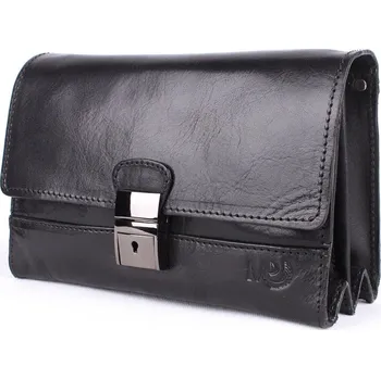 Kabelka Luxusní černá hladká kožená pánská etue Marta Ponti no. 631