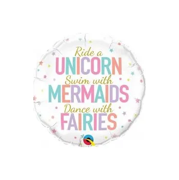 Balónek Fóliový balónek Kruh - Jednorožci, víly 45cm (Fóliový balónek Kruh - Jednorožci, víly 45cm)