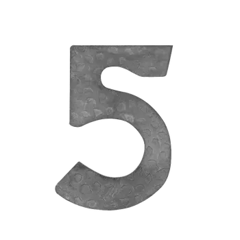 Domovní číslo 5, 120 x 80 x 3 mm, zdobené, bez povrchové úpravy