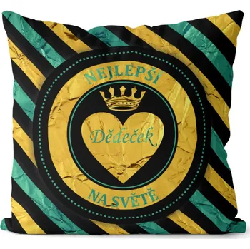Dekorativní polštářek Polštář 40 x 40 cm - Nejlepší dědeček - pruhovaný