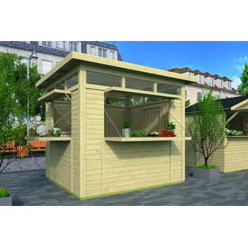 Prodejní regál Dřevěný prodejní stánek 19 mm Claus, 274x240 (Dřevěný panelový prodejní stánek 19 mm 19 mm)