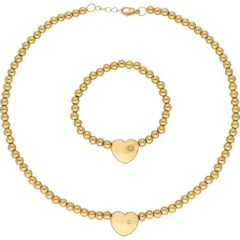 Souprava šperků Doria Set šperků z oceli zlatý SRDÍČKA B058