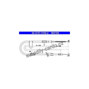 Brzdová hadice Lanko ruční brzdy ATE 24.3727-3102 (AT 583102)