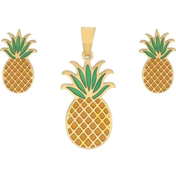 Souprava šperků Doria Set šperků z oceli zlatý ANANAS K450