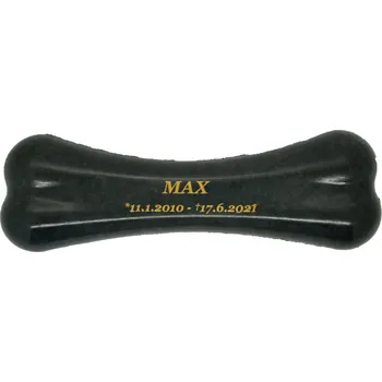 Smuteční dekorace Černá kost s textem - Pomník pro psa s gravírováním