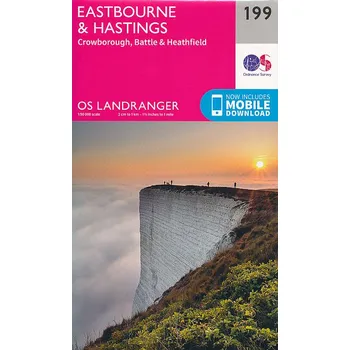 Ordnance Survay vydavatelství mapa Eastbourne, Hastings, Crowborough, Battle, Heathfield 1:50