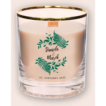 Svíčka Svíčka se jmény a datumy svatby KAPRADÍ Barva: Krémová