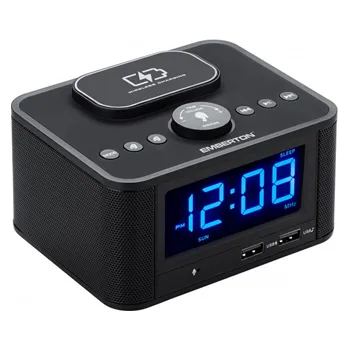 Budík Multifunkční budík s bezdrátovým nabíjením EMBERTON BODMIN, černý EH50768