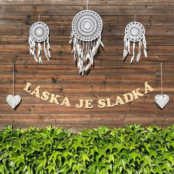 Girlanda papírová zlatá perleť v.12 cm - LÁSKA JE SLADKÁ