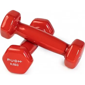 Vinylové činky 2 x 0,5 kg červené PUSH