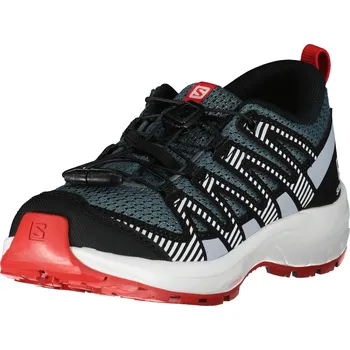 Dětská treková obuv Dětské boty SALOMON XA PRO V8 J L41613700 ŠEDÁ/MODRÁ/ČERVENÁ EU 31