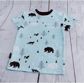 Chlapecké tričko Yháček Tričko s krátkým rukávem Yháček, Lesní zvěř na aqua Velikost: 116