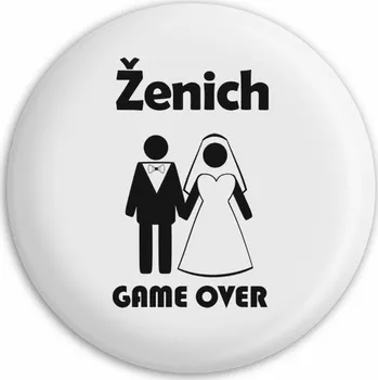 Placka GAME OVER - ženich (Bílá)