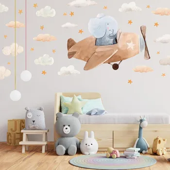 Samolepící dekorace LuxusniObrazy.cz Samolepky na zeď – Slon v letadle
