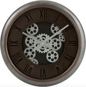 Hodiny Nástěnné hodiny se stříbrným rámem a ozubenými kolečky Jessamond - Ø 52*7,5 cm