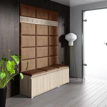 Předsíňová stěna Eka Předsíňová stěna s čalouněnými panely Trinity 6 - Sonoma / Béžová 2304