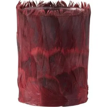 Svícen Skleněný svícen na čajovou svíčku ozdobený vínovými peříčky - 10*10*13 cm