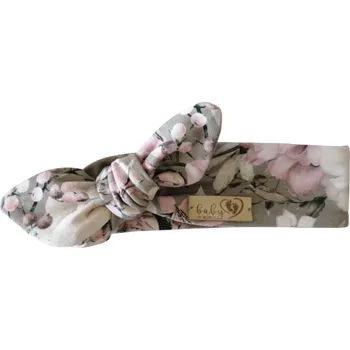 Čelenka Baby in World Dětská čelenka šedá růže 6-12m