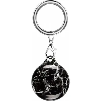 Pouzdro na mobilní telefon Vzorovaný obal s karabinou pro AirTag - černý mramor