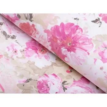 Dekorační látka PM-030 Růžové malované květy - šířka 150 cm